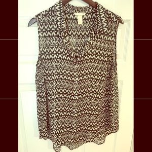 Black & White Button Up Blouse